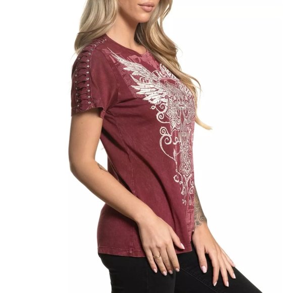 AFFLICTION Women's T-Shirt S/S DISTANT ANGEL Tee - Picture 7 of 12